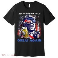 Make 4th Of July Great Again Funny Trump Drinking Beer Premium T-Shirt thumb 0