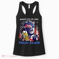Make 4th Of July Great Again Funny Trump Drinking Beer Women's Tank Top thumb 0