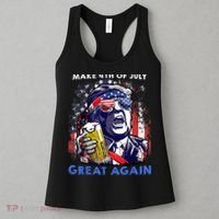 Make 4th Of July Great Again Funny Trump Drinking Beer Women's Tank Top thumb 3