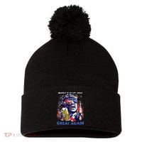 Make 4th Of July Great Again Funny Trump Drinking Beer Pom Pom 12in Knit Beanie thumb 0