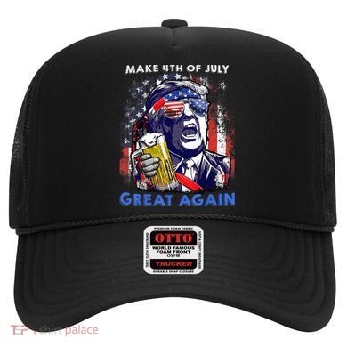 Make 4th Of July Great Again Funny Trump Drinking Beer Hat