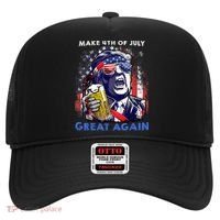 Make 4th Of July Great Again Funny Trump Drinking Beer Hat thumb 0