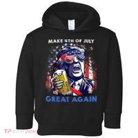 Make 4th Of July Great Again Funny Trump Drinking Beer Toddler Hoodie thumb 0