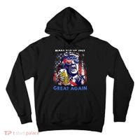 Make 4th Of July Great Again Funny Trump Drinking Beer Tall Hoodie thumb 0