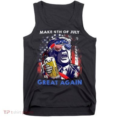 Make 4th Of July Great Again Funny Trump Drinking Beer Tank Top