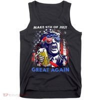 Make 4th Of July Great Again Funny Trump Drinking Beer Tank Top thumb 0