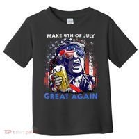 Make 4th Of July Great Again Funny Trump Drinking Beer Toddler T-Shirt thumb 0