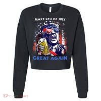 Make 4th Of July Great Again Funny Trump Drinking Beer Cropped Pullover Crew thumb 0