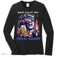 Make 4th Of July Great Again Funny Trump Drinking Beer Women's Long Sleeve Shirt thumb 0