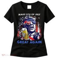 Make 4th Of July Great Again Funny Trump Drinking Beer Women's T-Shirt thumb 0