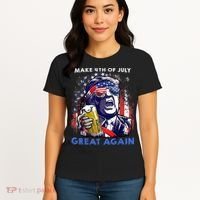 Make 4th Of July Great Again Funny Trump Drinking Beer Women's T-Shirt thumb 4