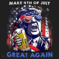 Make 4th Of July Great Again Funny Trump Drinking Beer Kids Plaid Pajama Set thumb 2