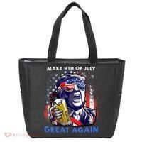 Make 4th Of July Great Again Funny Trump Drinking Beer Tote Bag thumb 0