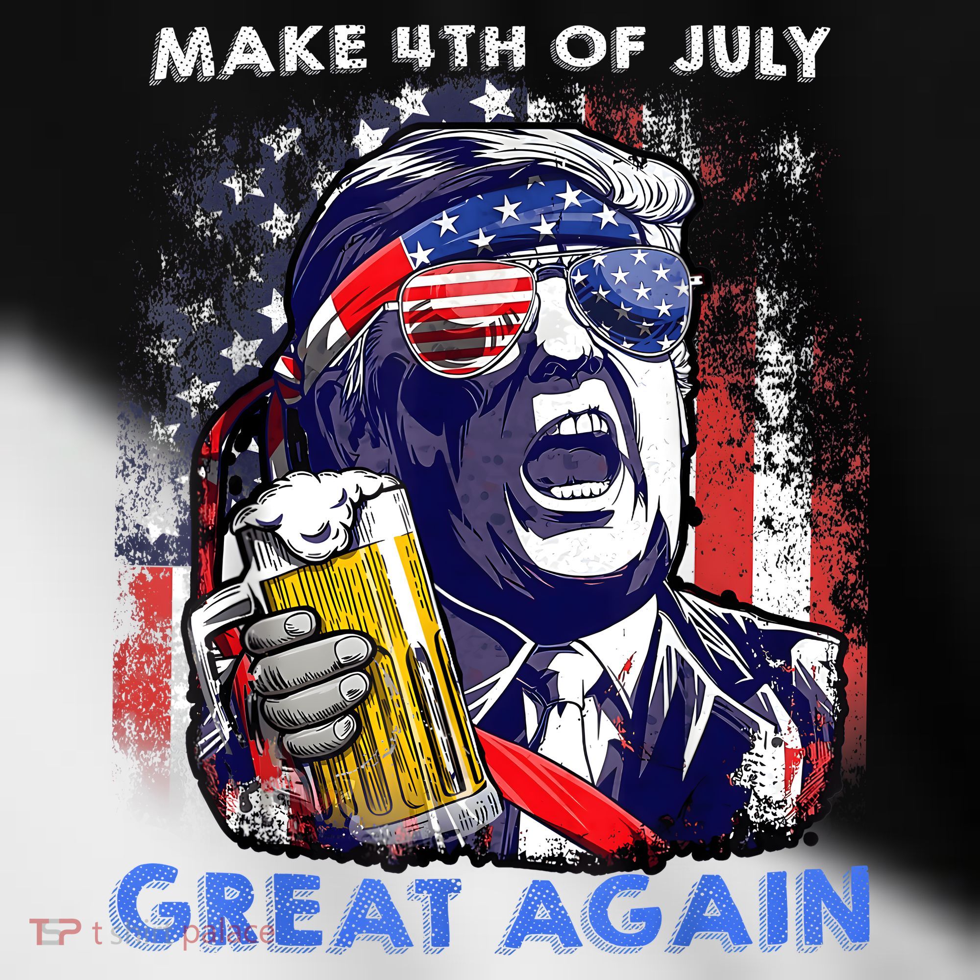 Make 4th Of July Great Again Funny Trump Drinking Beer Toddler Fine Jersey T-Shirt