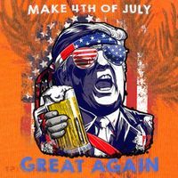 Make 4th Of July Great Again Funny Trump Drinking Beer Kati Licensed 12" Camo Cuffed Beanie thumb 2
