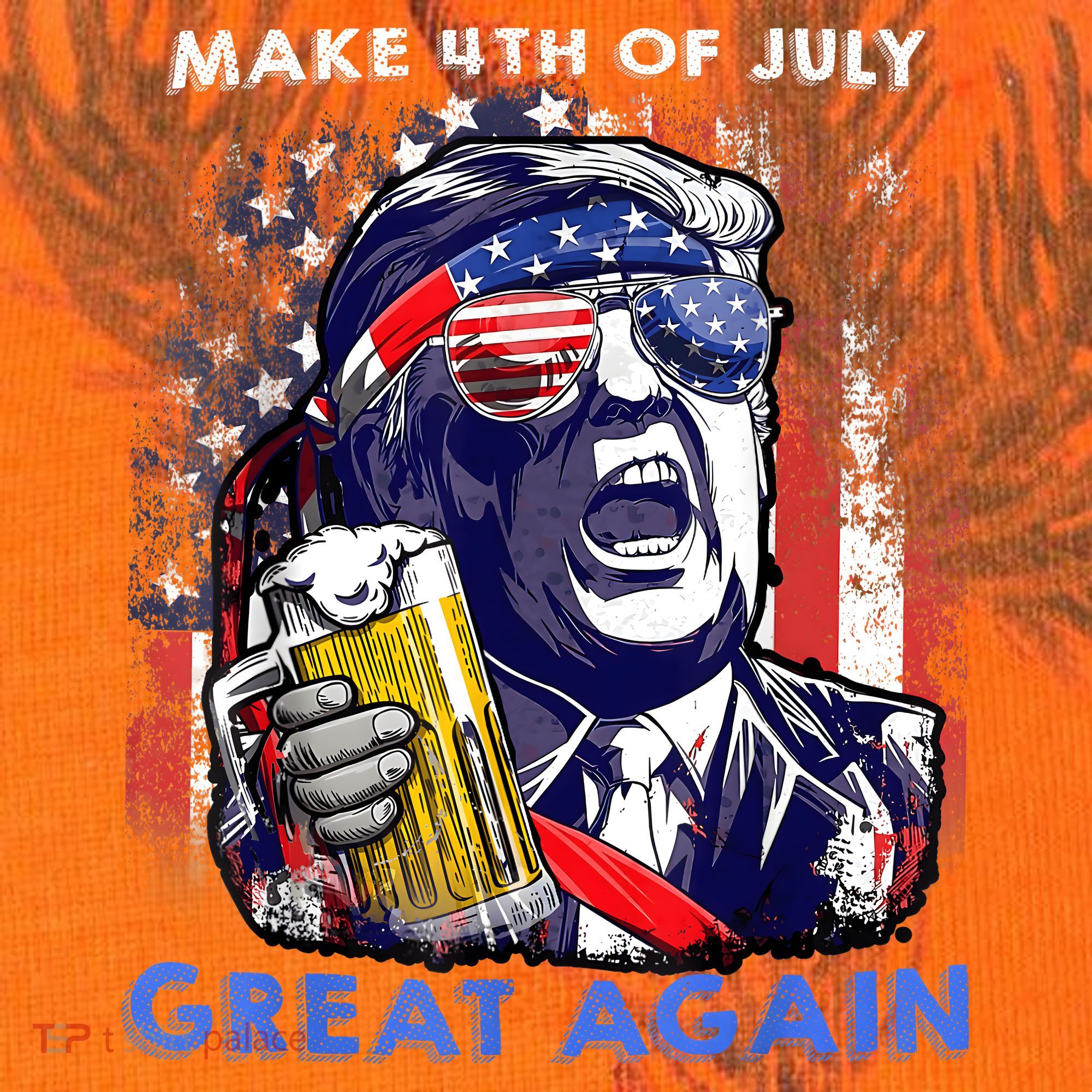 Make 4th Of July Great Again Funny Trump Drinking Beer Kati Licensed 12" Camo Cuffed Beanie