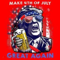 Make 4th Of July Great Again Funny Trump Drinking Beer Santa Hat thumb 1