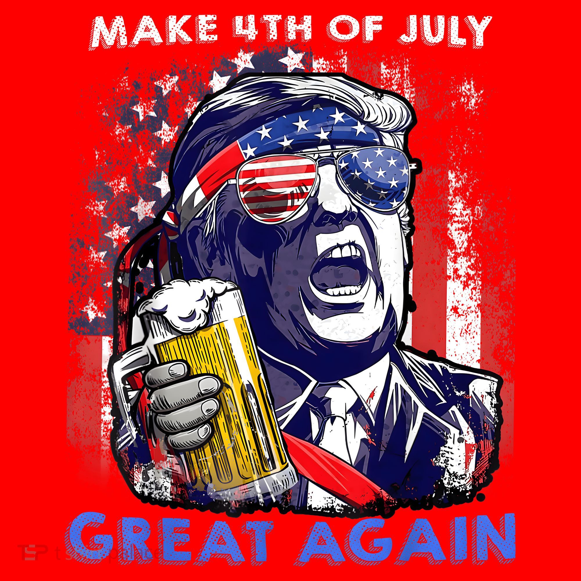 Make 4th Of July Great Again Funny Trump Drinking Beer Santa Hat