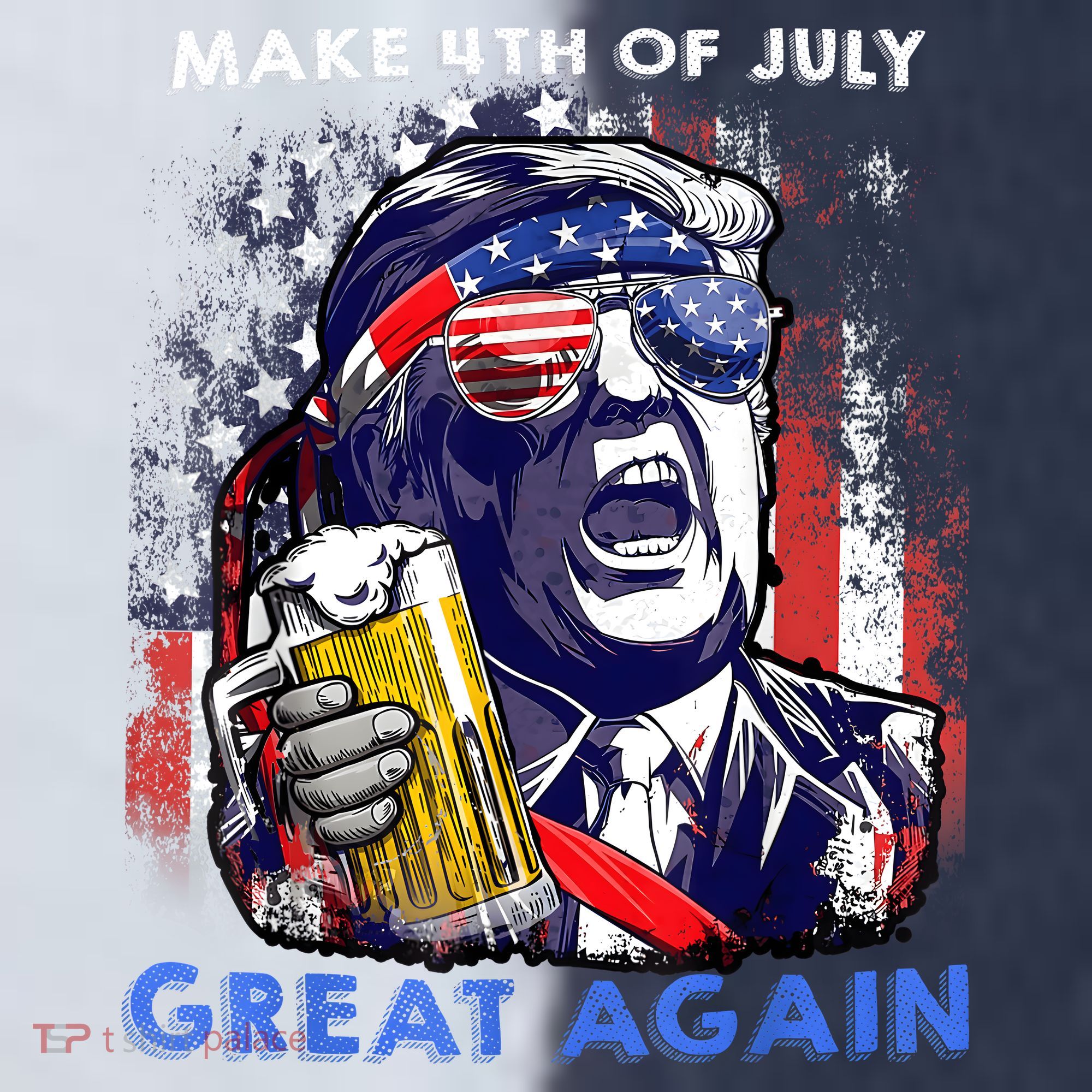 Make 4th Of July Great Again Funny Trump Drinking Beer Sport-Tek Competitor United Soccer Jersey