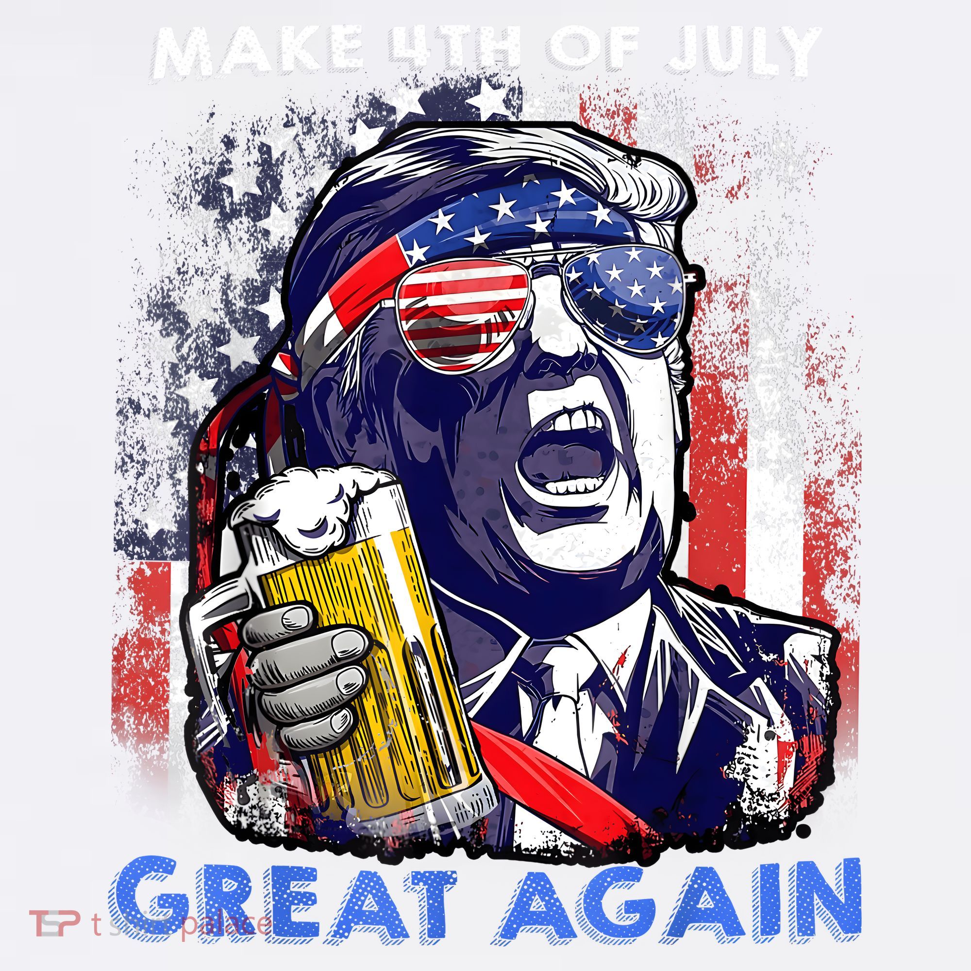 Make 4th Of July Great Again Funny Trump Drinking Beer Comfort Colors Garment-Dyed Hooded Sweatshirt