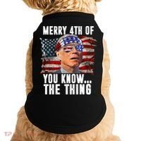 Merry 4th Of You Know The Thing Funny Biden Doggie Tank thumb 0