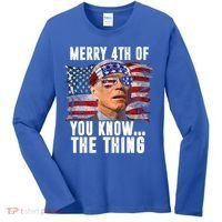 Merry 4th Of You Know The Thing Funny Biden Women's Long Sleeve Shirt thumb 0