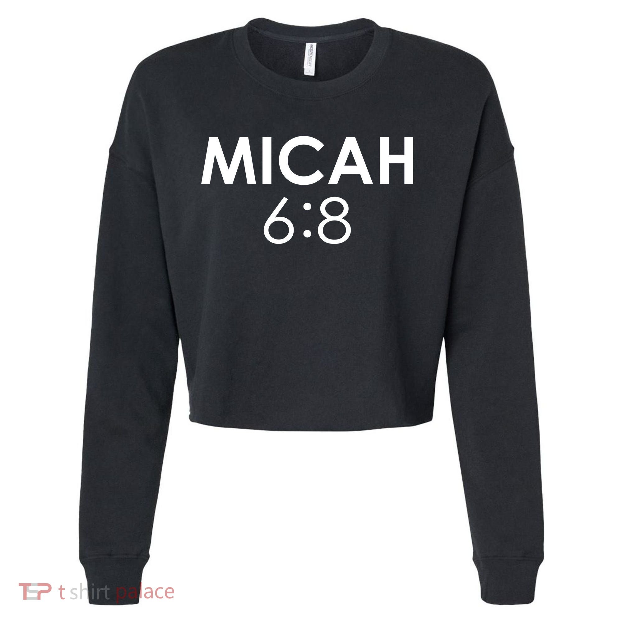 Micah 6:8 Bible Verse Christian Inspirational Catholic Cropped Pullover Crew