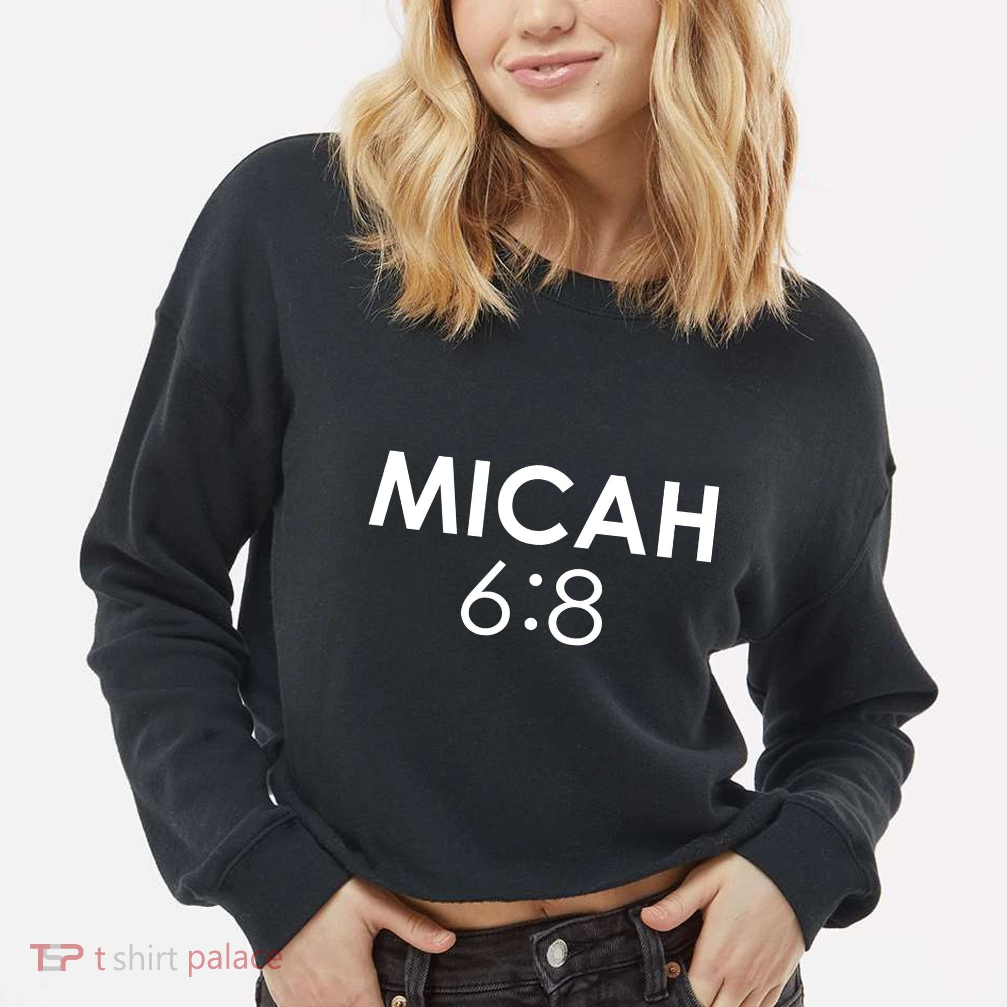Micah 6:8 Bible Verse Christian Inspirational Catholic Cropped Pullover Crew