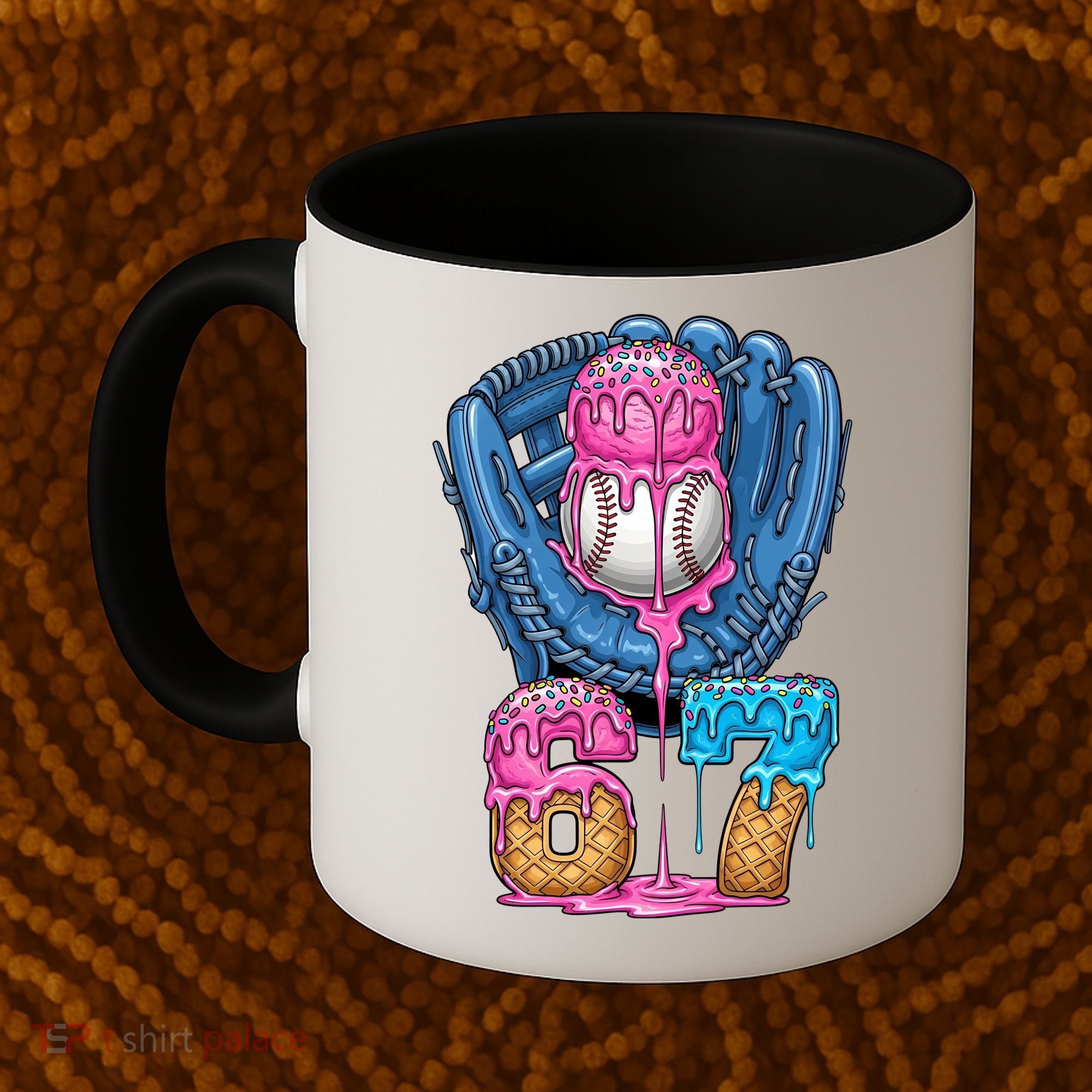 Meme 67 Gen Alpha Slang Ice Cream Drip Baseball Glove Coffee Mug