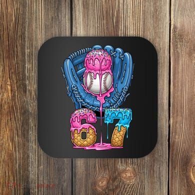 Meme 67 Gen Alpha Slang Ice Cream Drip Baseball Glove Coaster