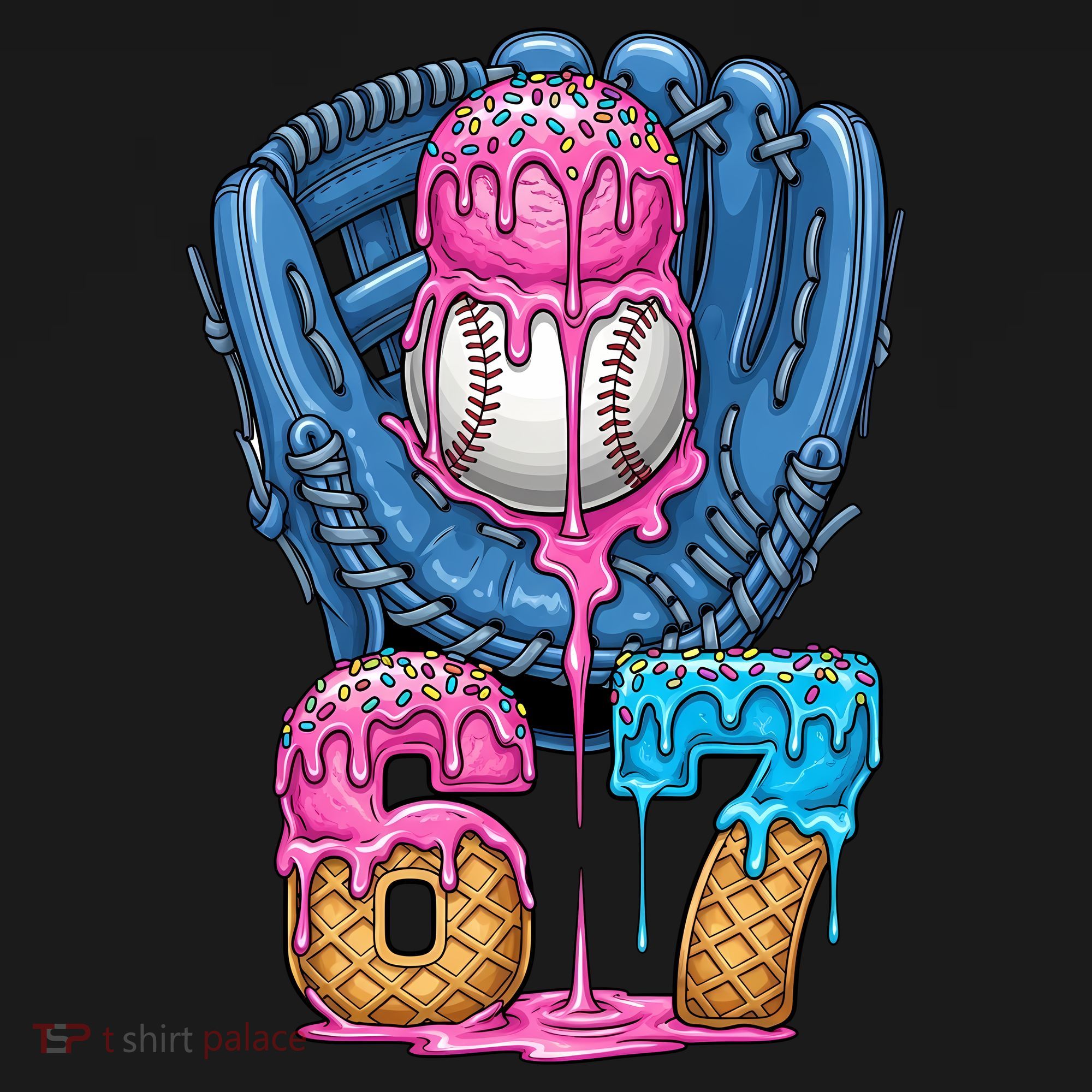 Meme 67 Gen Alpha Slang Ice Cream Drip Baseball Glove Women's Tank Top