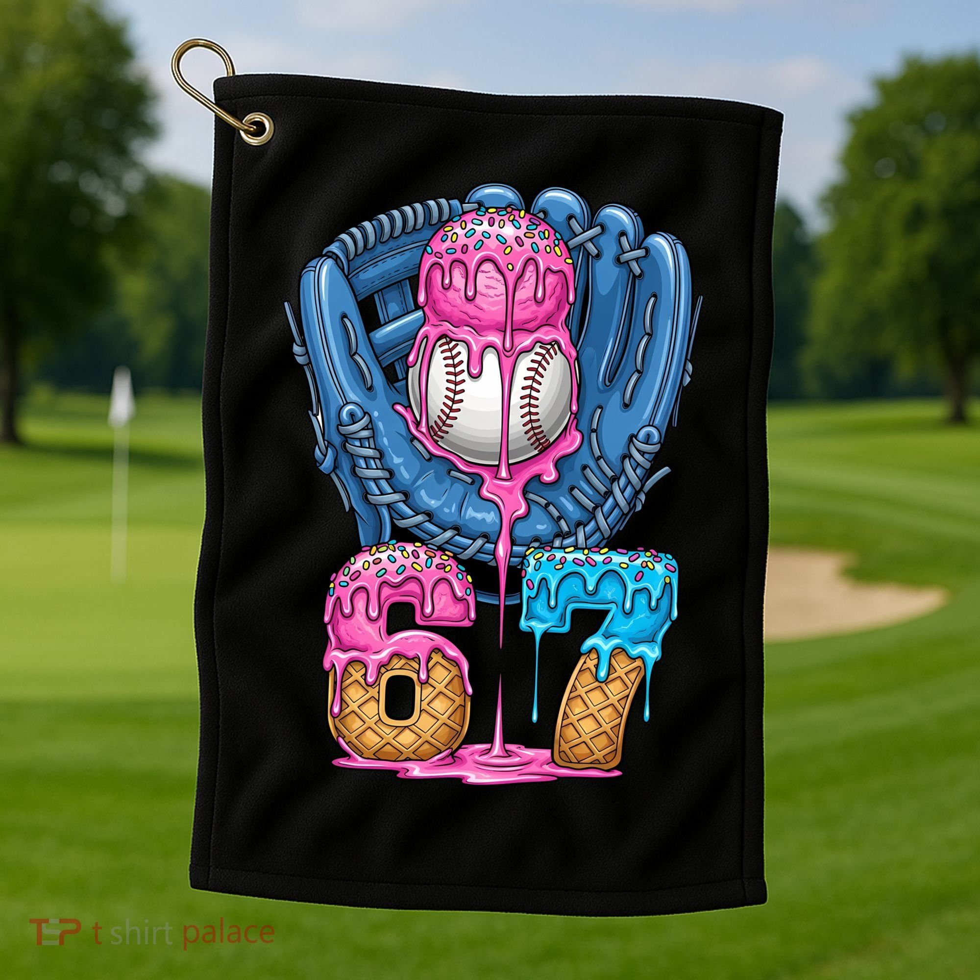Meme 67 Gen Alpha Slang Ice Cream Drip Baseball Glove Golf Towel
