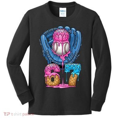 Meme 67 Gen Alpha Slang Ice Cream Drip Baseball Glove Kids Long Sleeve Shirt