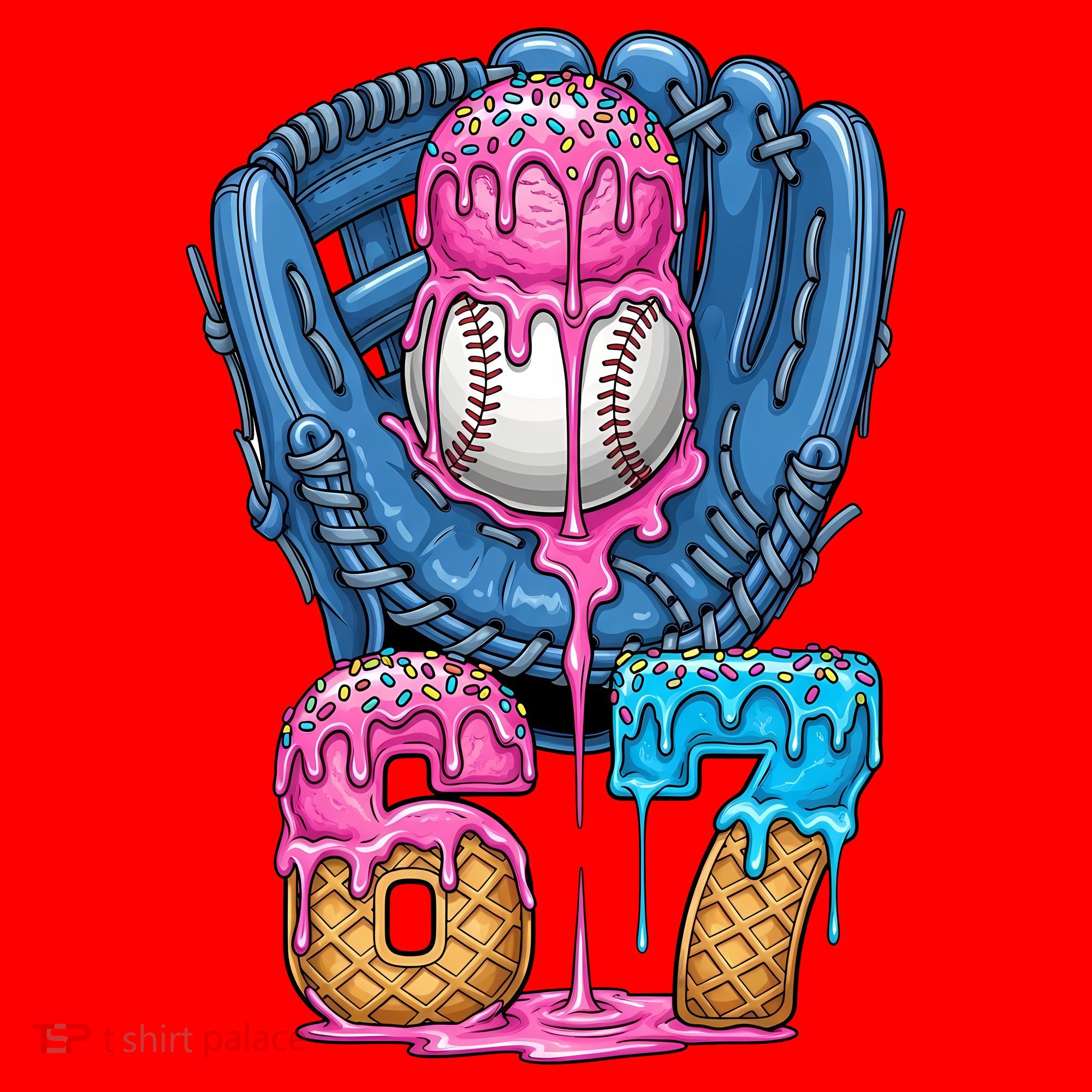 Meme 67 Gen Alpha Slang Ice Cream Drip Baseball Glove Santa Hat
