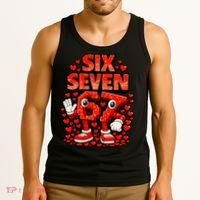 Meme 67 Six Seven 6 7 Valentine Heart Tank Top thumb 3