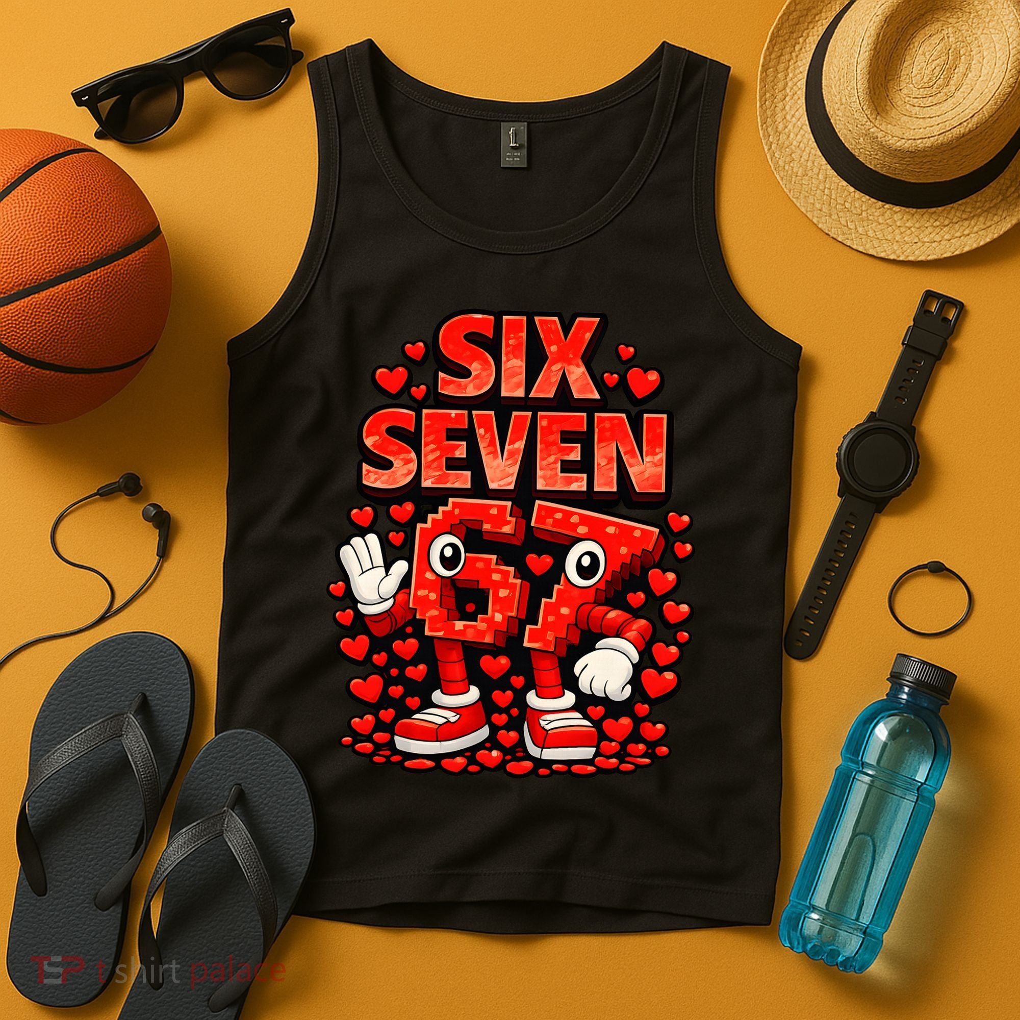 Meme 67 Six Seven 6 7 Valentine Heart Tank Top