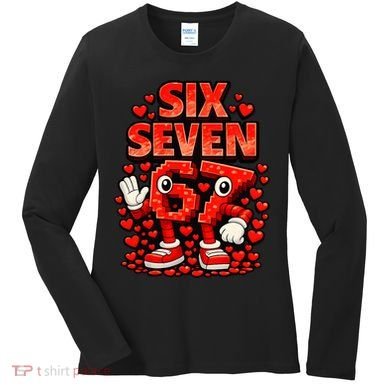 Meme 67 Six Seven 6 7 Valentine Heart Women's Long Sleeve Shirt