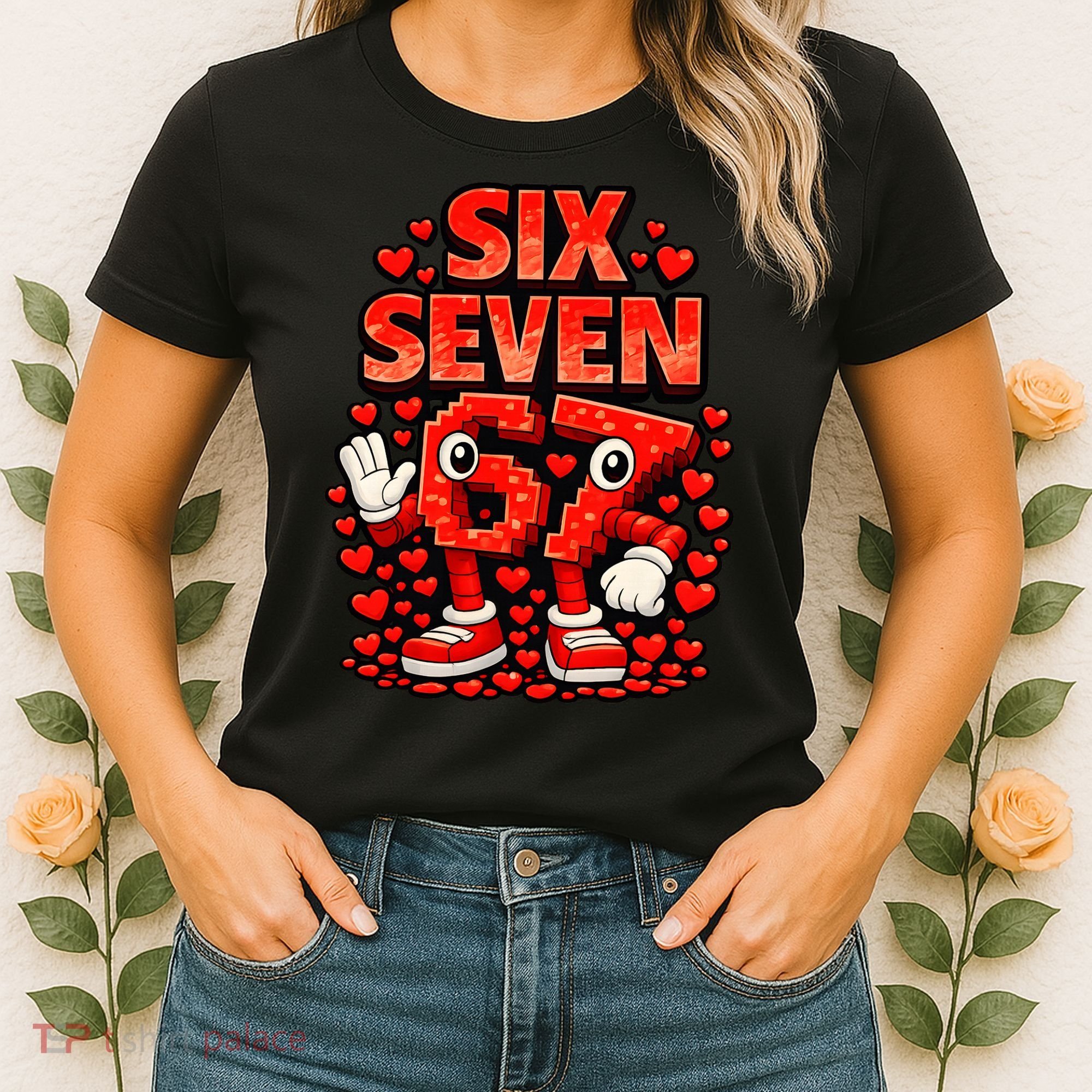 Meme 67 Six Seven 6 7 Valentine Heart Women's T-Shirt