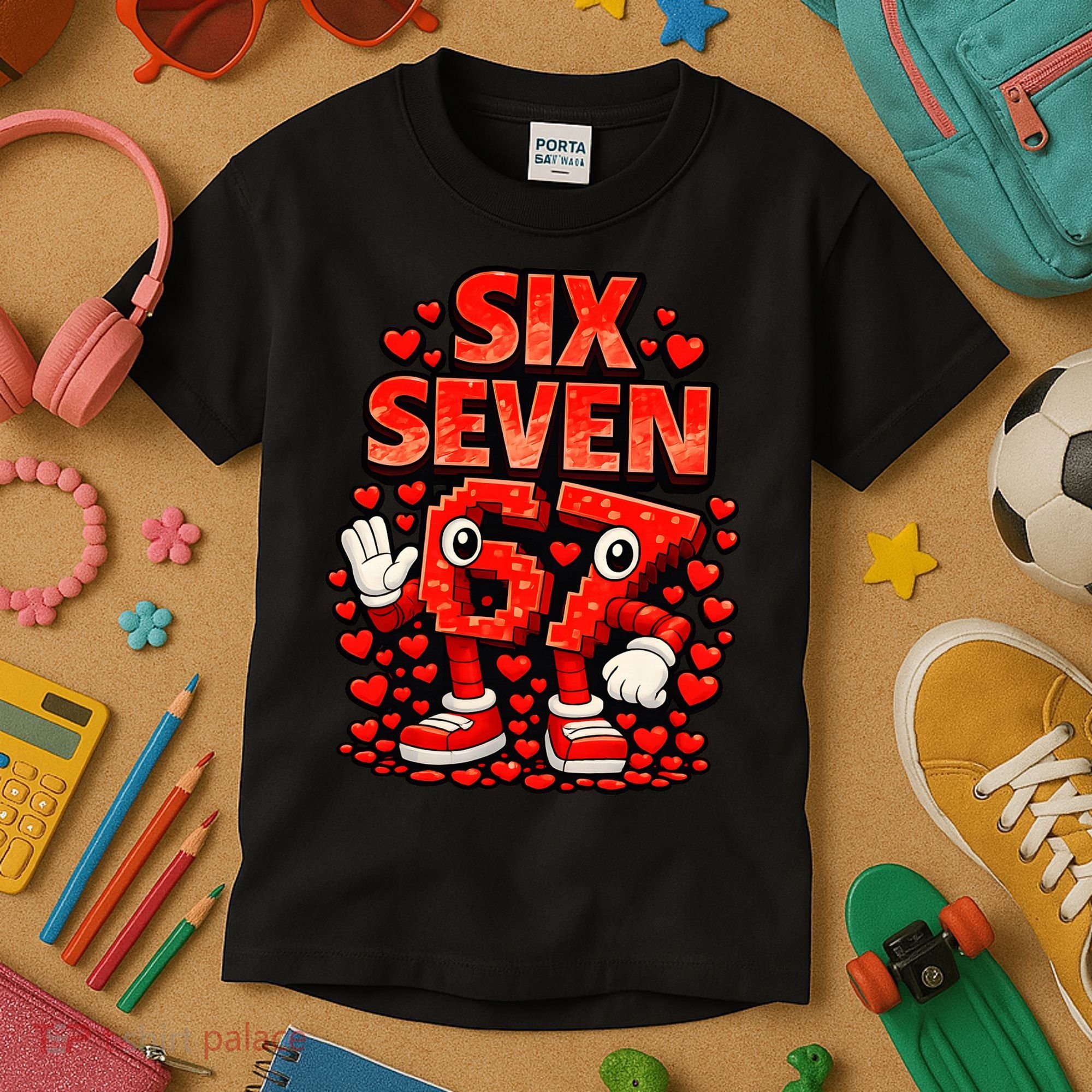 Meme 67 Six Seven 6 7 Valentine Heart Kids T-Shirt