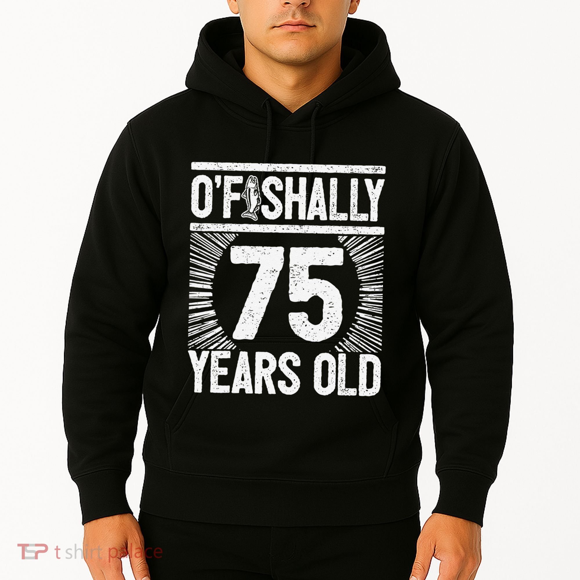 Milestone 75th Birthday 75 Years Old Angler Hoodie