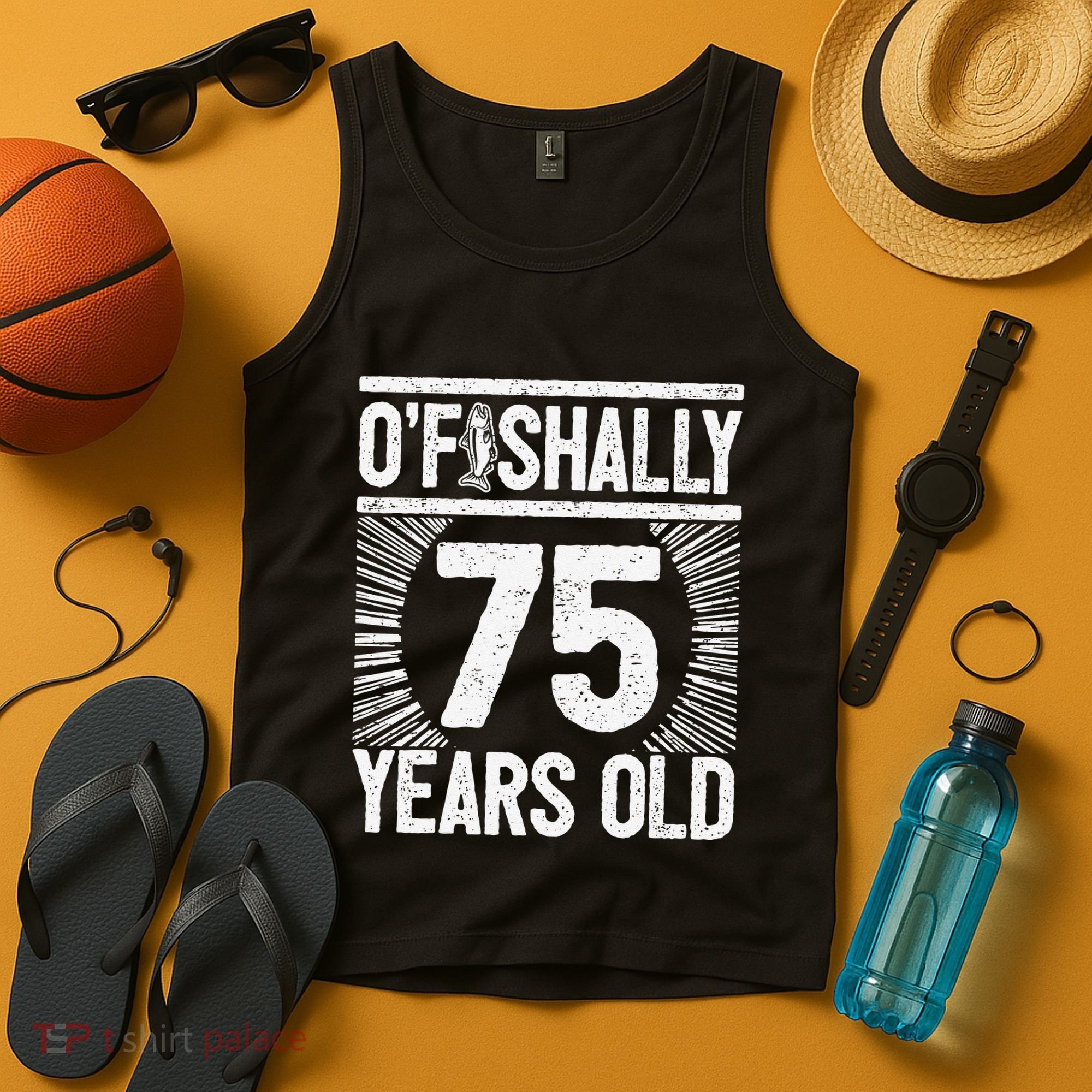 Milestone 75th Birthday 75 Years Old Angler Tank Top