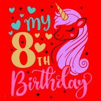 My 8th Birthday Eighth Bday Unicorn Birthday Birthday Girl Santa Hat thumb 1