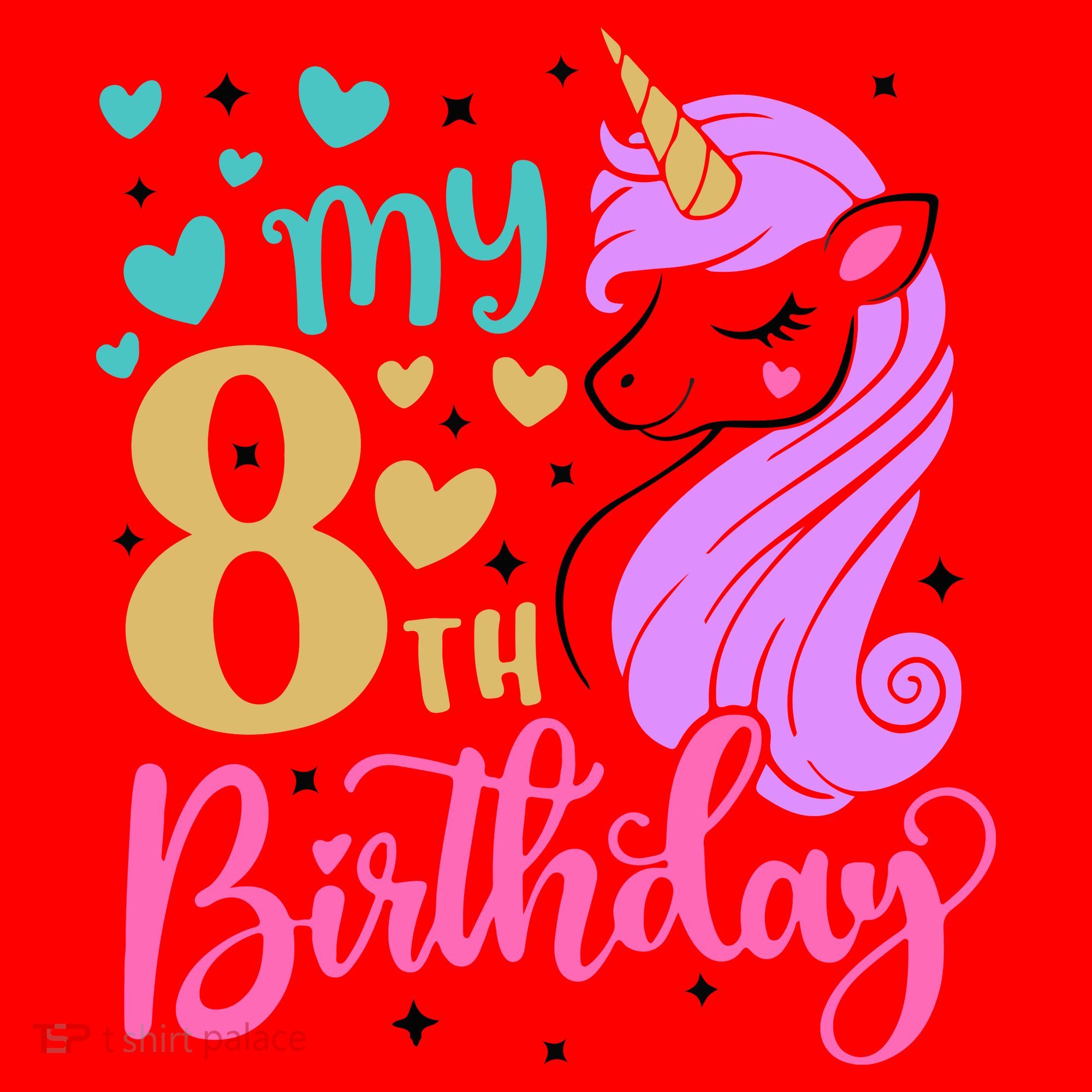 My 8th Birthday Eighth Bday Unicorn Birthday Birthday Girl Santa Hat