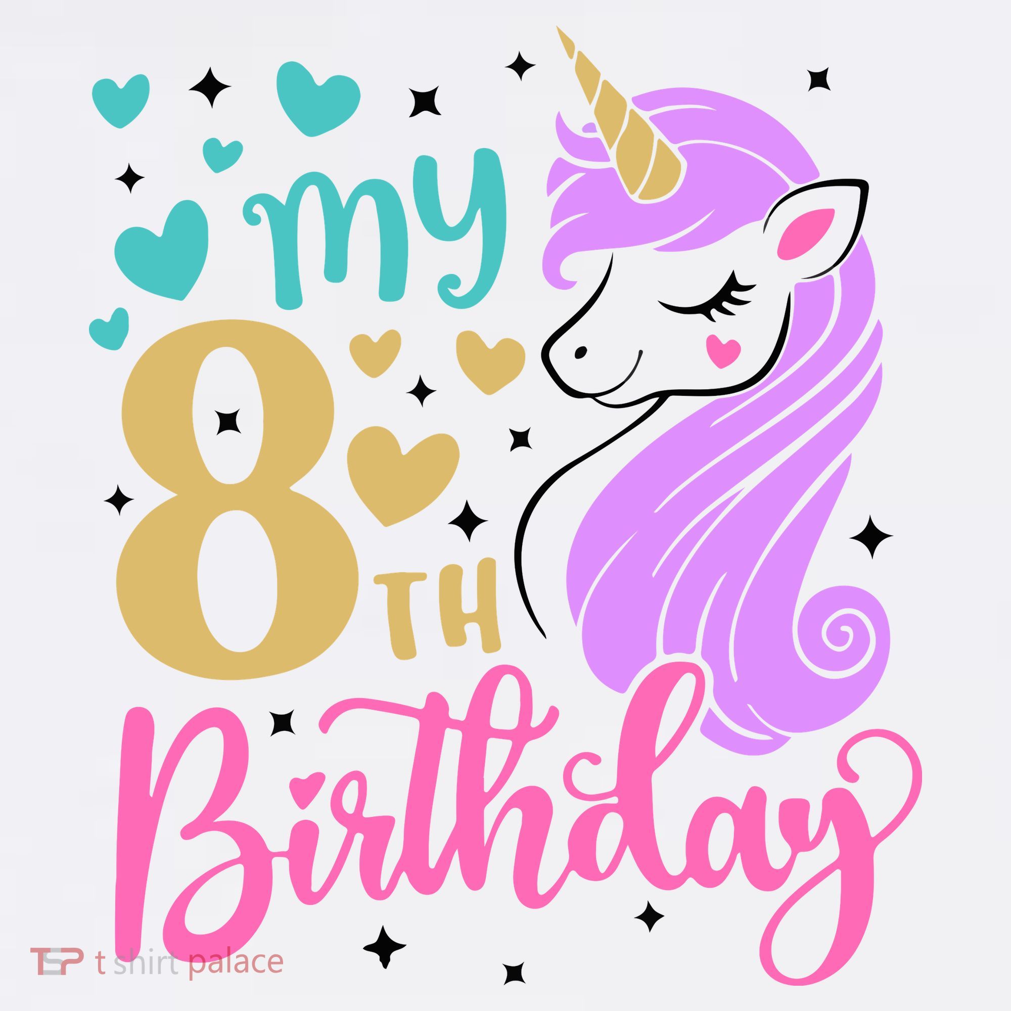 My 8th Birthday Eighth Bday Unicorn Birthday Birthday Girl Doggie Tank