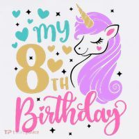 My 8th Birthday Eighth Bday Unicorn Birthday Birthday Girl Golf Towel thumb 3