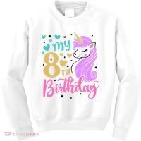 My 8th Birthday Eighth Bday Unicorn Birthday Birthday Girl Kids Sweatshirt thumb 0