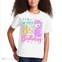 My 8th Birthday Eighth Bday Unicorn Birthday Birthday Girl Kids T-Shirt thumb 2