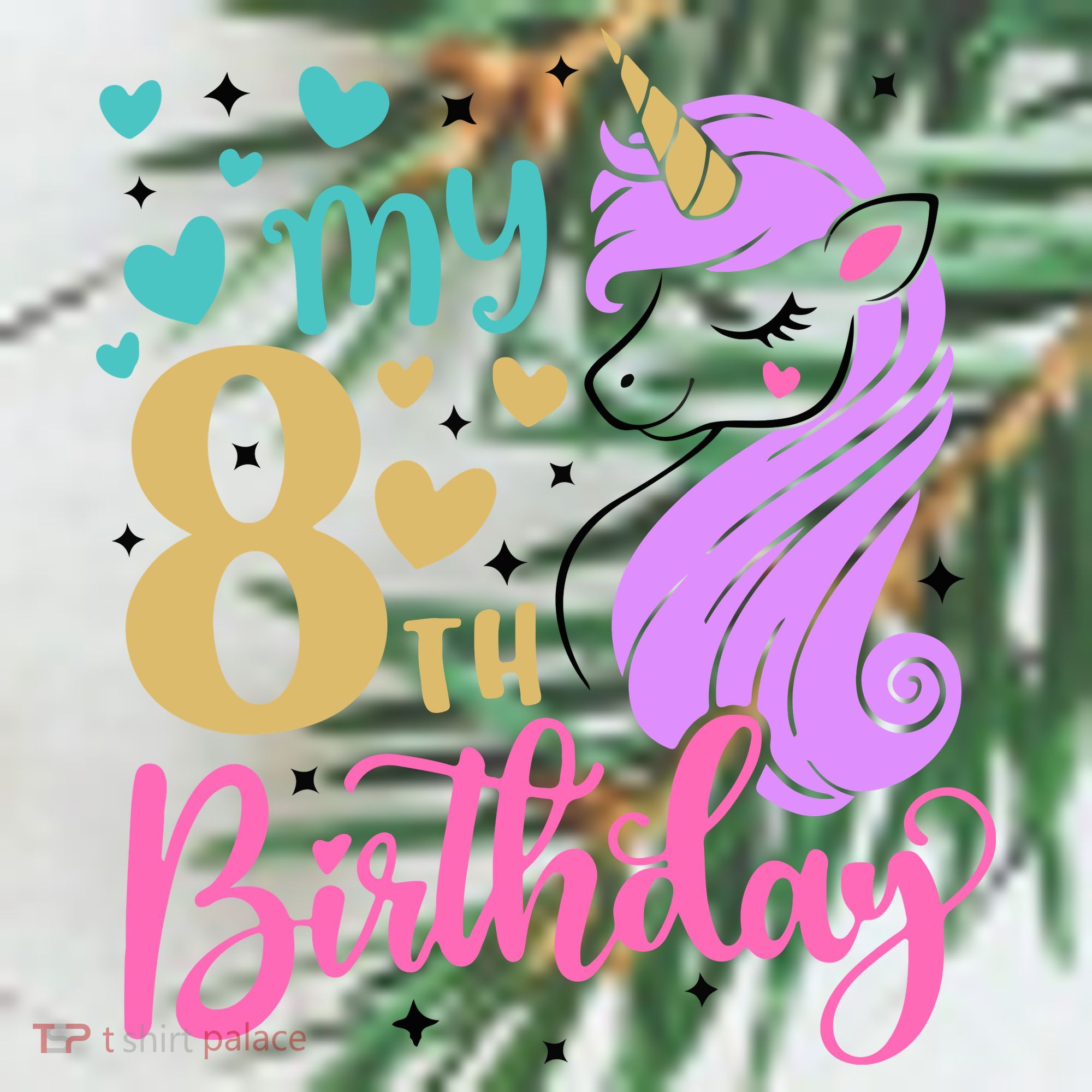 My 8th Birthday Eighth Bday Unicorn Birthday Birthday Girl Ornament