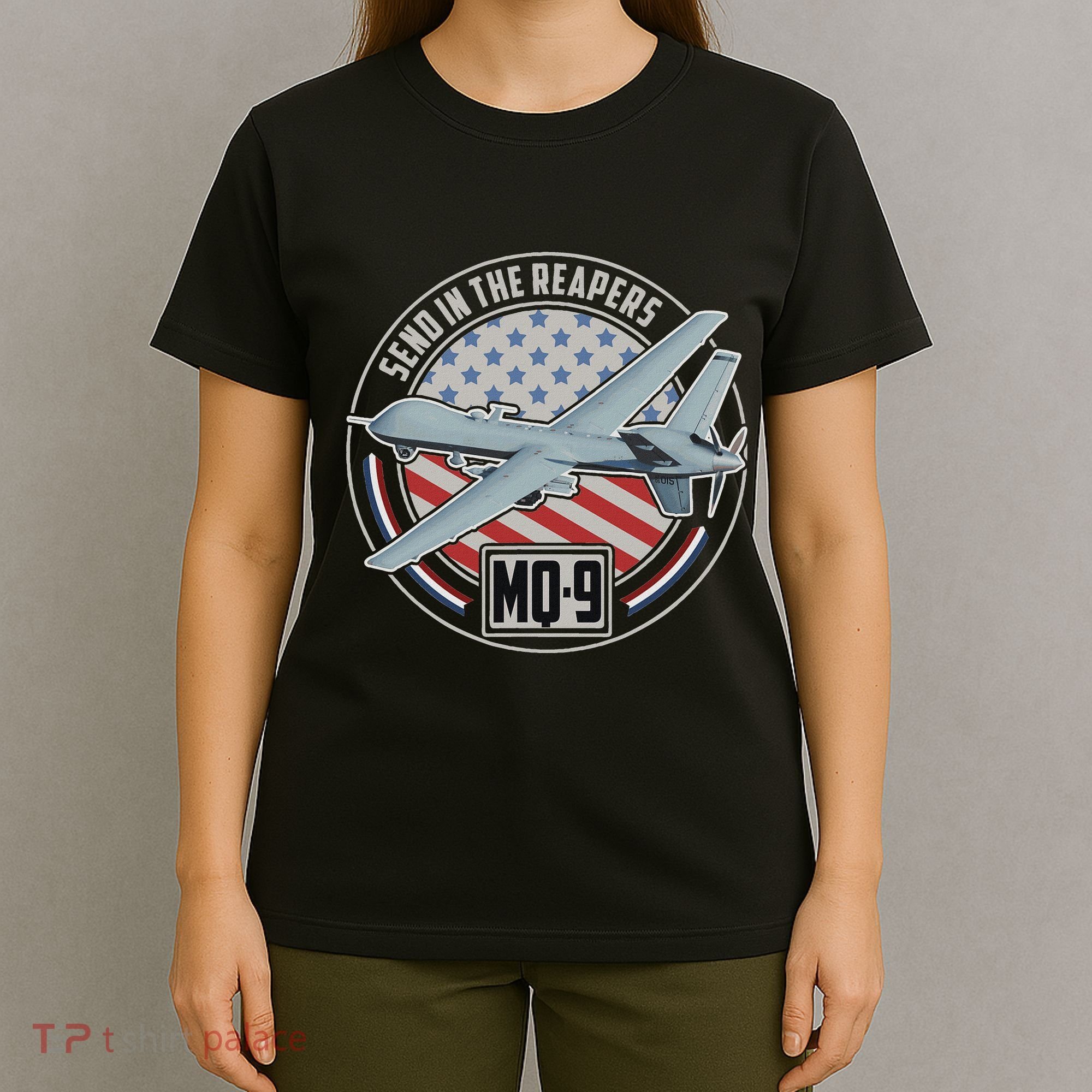 Mq 9 Reaper Uav Us Military Drone Us Patriot T-Shirt