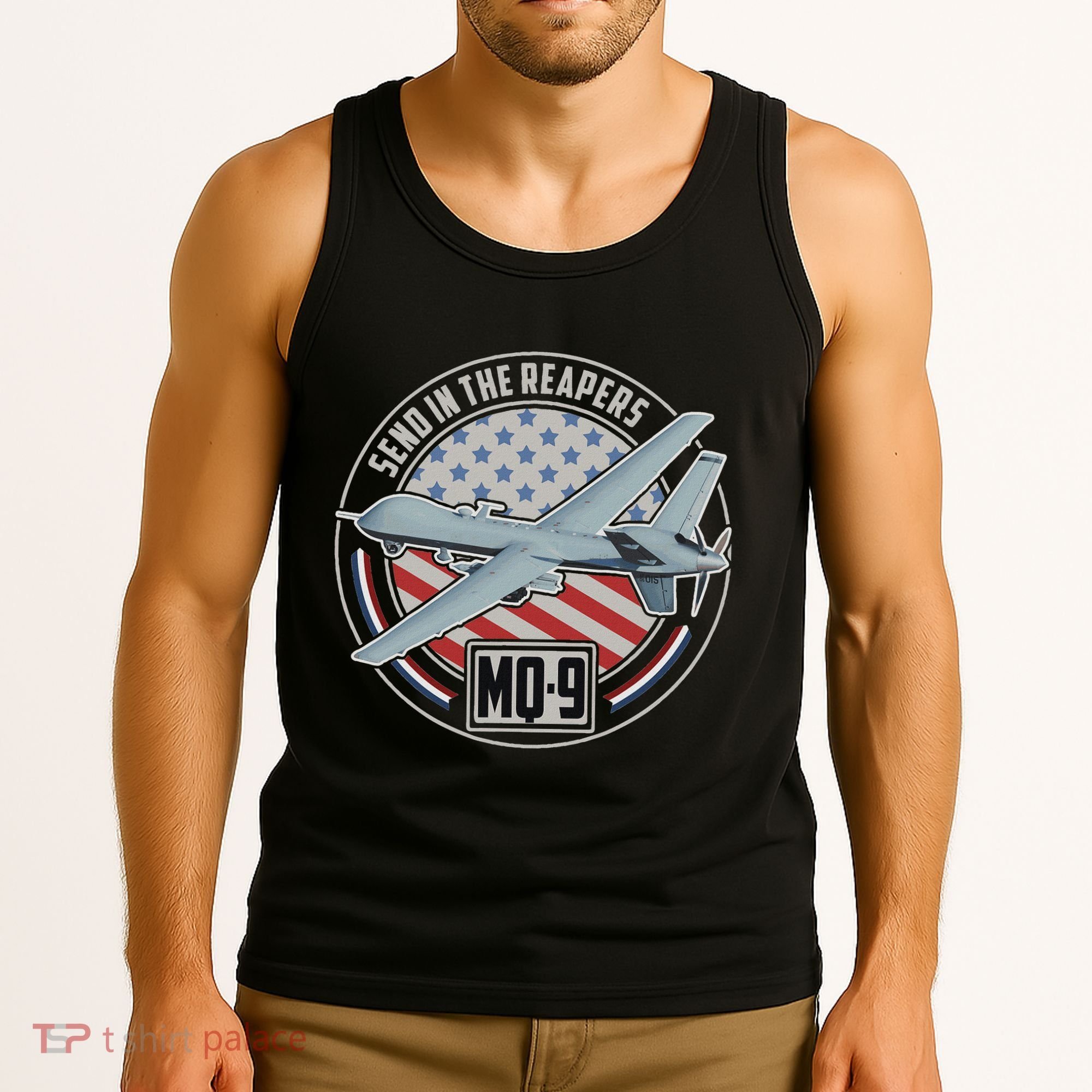 Mq 9 Reaper Uav Us Military Drone Us Patriot Tank Top